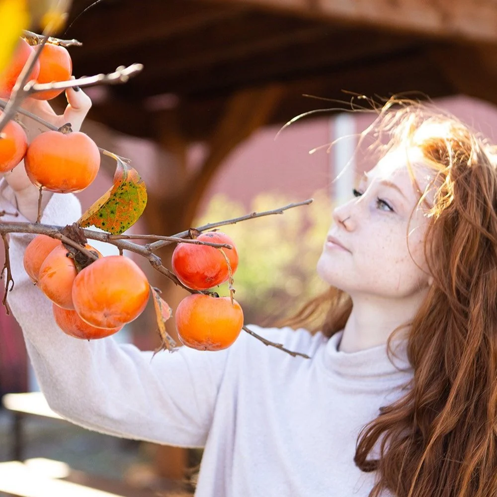 Horticulture student harvesting outdoors